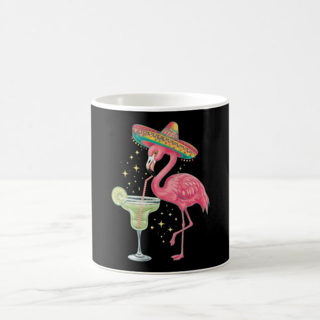 Flamingo Drinking Margarita Funny Mexican Poncho Kaffeetasse (Mittel)