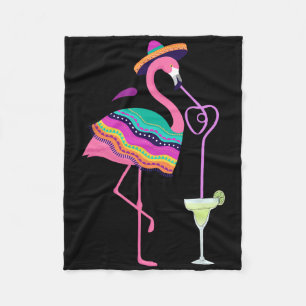 Flamingo Drinking Margarita Mexican Poncho Cinco D Fleecedecke