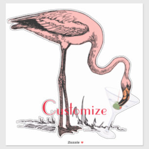 Flamingo Drinking Martini Thunder_Cove Aufkleber