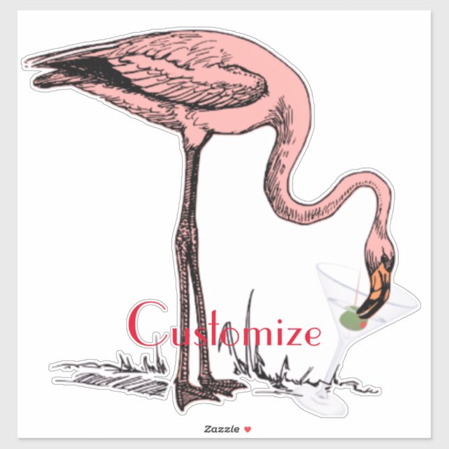 Flamingo Drinking Martini Thunder_Cove Aufkleber (Blatt)