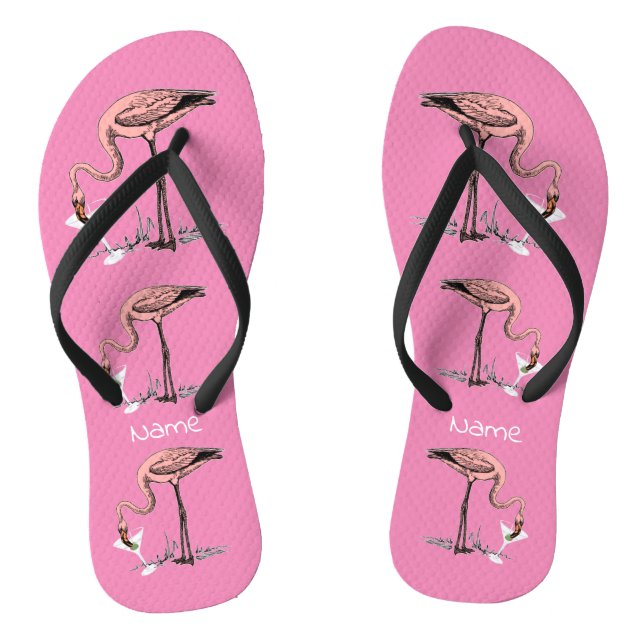 Flamingo Drinking Martini Thunder_Cove Flip Flops (Fußbett)