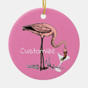 Flamingo Drinking Martini Thunder_Cove Keramik Ornament
