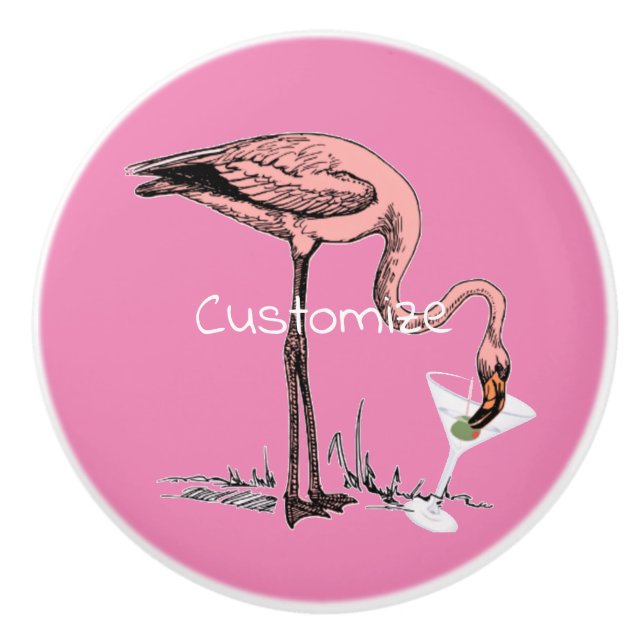 Flamingo Drinking Martini Thunder_Cove Keramikknauf (Vorderseite)
