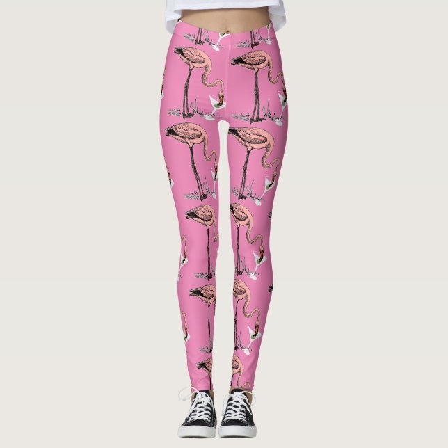 Flamingo Drinking Martini Thunder_Cove Leggings (Vorderseite)