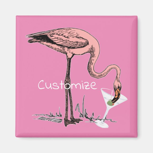 Flamingo Drinking Martini Thunder_Cove Magnet (Vorne)
