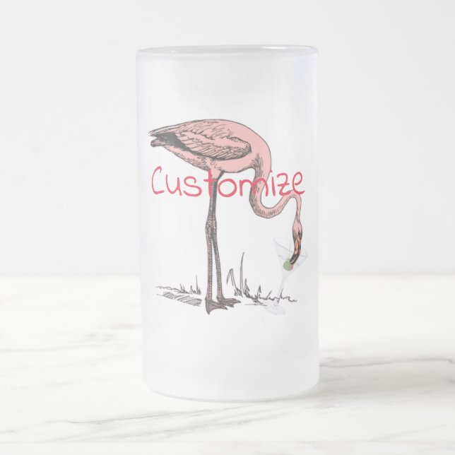 Flamingo Drinking Martini Thunder_Cove Mattglas Bierglas (Mittel)
