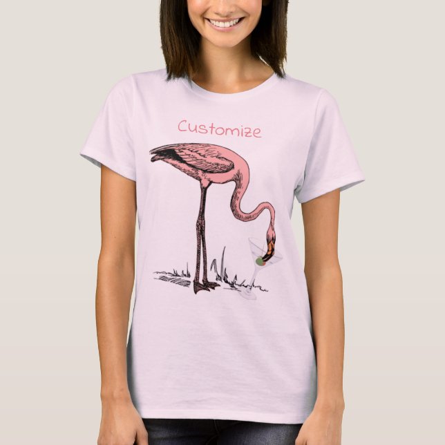 Flamingo Drinking Martini Thunder_Cove T-Shirt (Vorderseite)