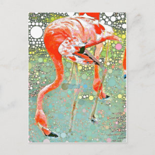 Flamingo Drinking Postcard Postkarte
