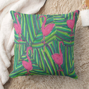 Flamingo-DschungelVibe Kissen