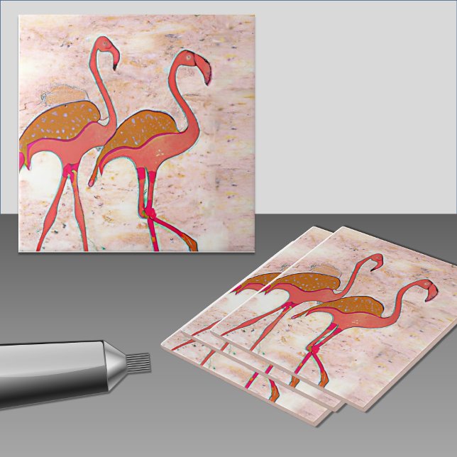 Flamingo Duo rosa Marmor dekorativ Fliese (perfect for an accent to neutral decor.)