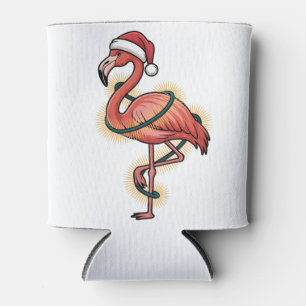 Flamingo eingewickelt in Weihnachtslicht Rosa Voge Dosenkühler
