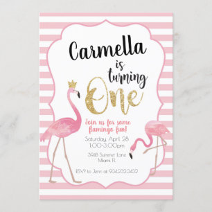 Flamingo Einladung zum ersten Geburtstag