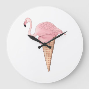 Flamingo-Eiscreme Große Wanduhr