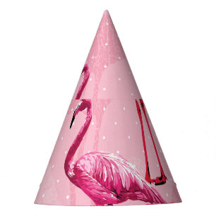 Flamingo Elegance: Rosa Vogelmuster. Partyhütchen