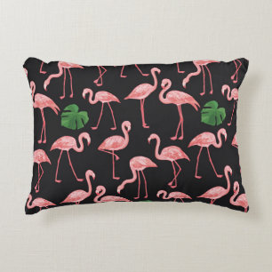 Flamingo Elegance: Vintag Monstera Fusion. Dekokissen