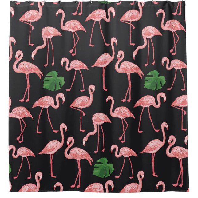Flamingo Elegance: Vintag Monstera Fusion. Duschvorhang (Vorderseite)