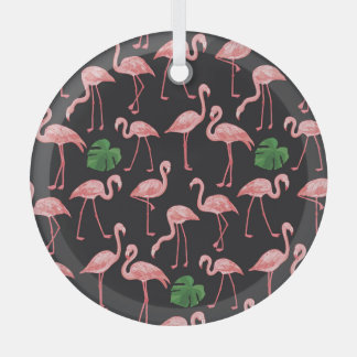 Flamingo Eleganz: Vintage Monstera Fusion. Ornament Aus Glas