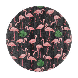 Flamingo Eleganz: Vintage Monstera Fusion. Schneidebrett