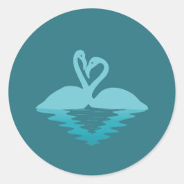 Flamingo Embrace Runder Aufkleber