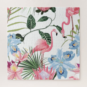 Flamingo Exotische Blume Tropisch nahtlos Puzzle
