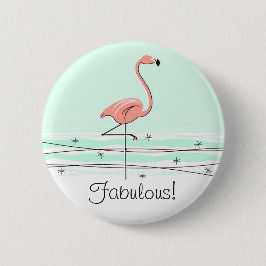 Flamingo 'Fabulous' Knopf grün Button