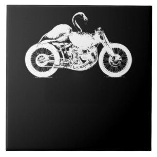 Flamingo fährt Motorrad Geschenk für Motorradfahre Fliese