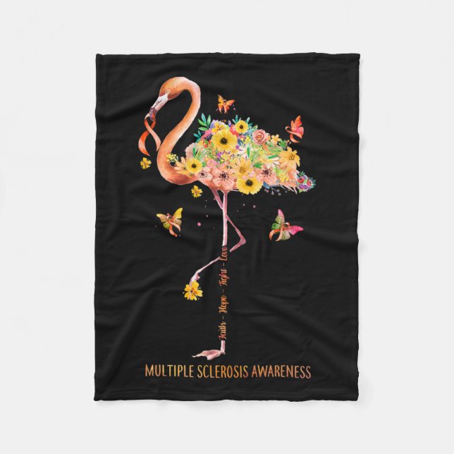 Flamingo Faith Hope Fight Cure Multiple Sklerose Fleecedecke (Vorderseite)