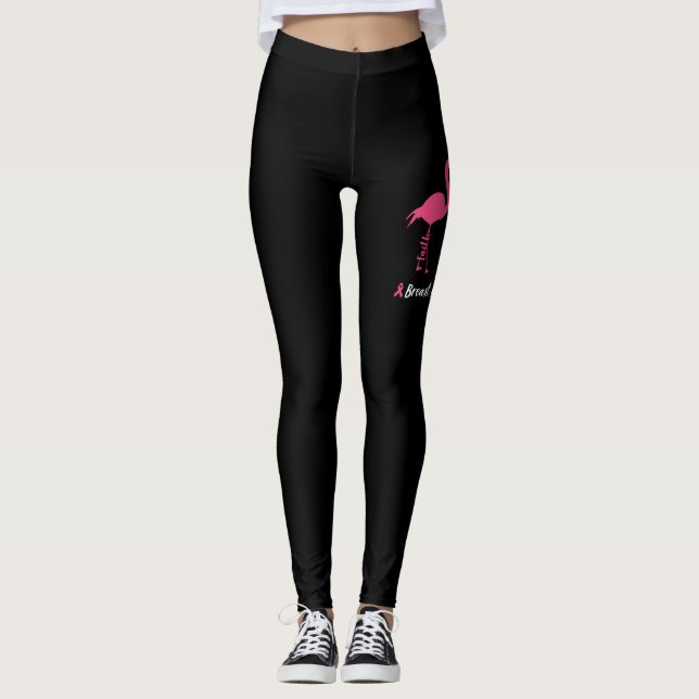 Flamingo Faith Hope Liebe Brustkrebs Bewusstsein Leggings (Vorderseite)