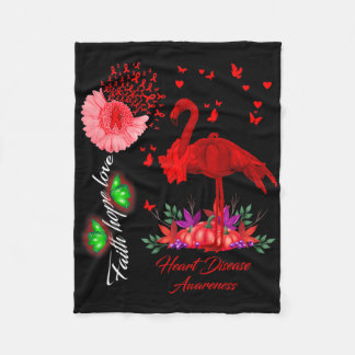 Flamingo Faith Hope Love Heart Disease Awareness  Fleecedecke