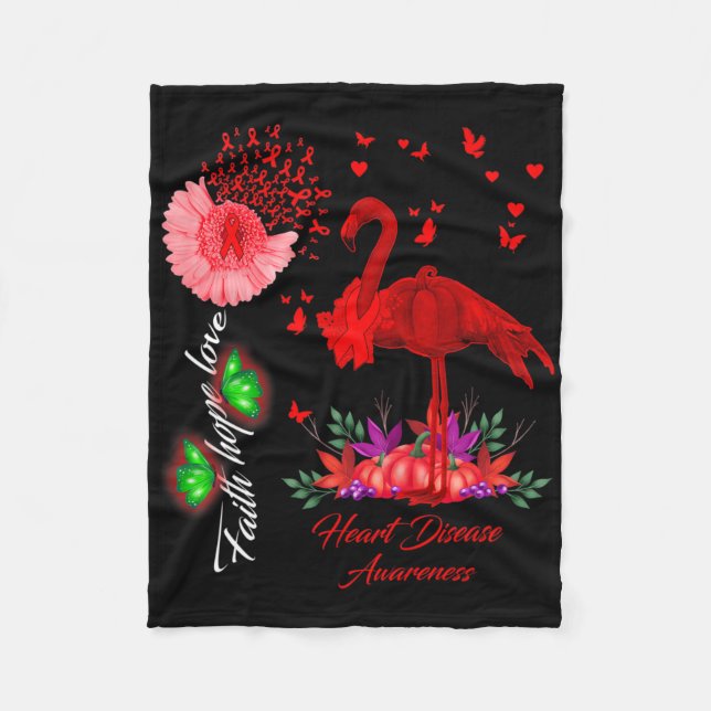 Flamingo Faith Hope Love Heart Disease Awareness  Fleecedecke (Vorderseite)
