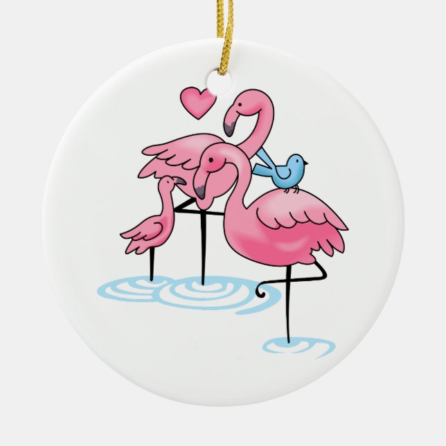 Flamingo Family Keramik Ornament (Vorne)