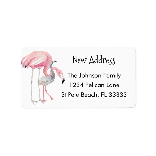 Flamingo Family New Address Label Adressaufkleber (Vorne)
