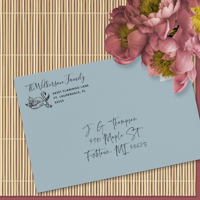 Flamingo Family Typographic Address Label Gummistempel (Von Creator hochgeladen)