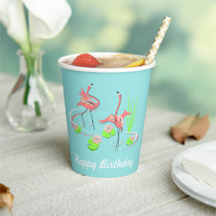 Flamingo Fandango Duo 2 Happy Birthday Pappbecher