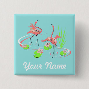 Flamingo Fandango Duo 2 Name Button Quadrat