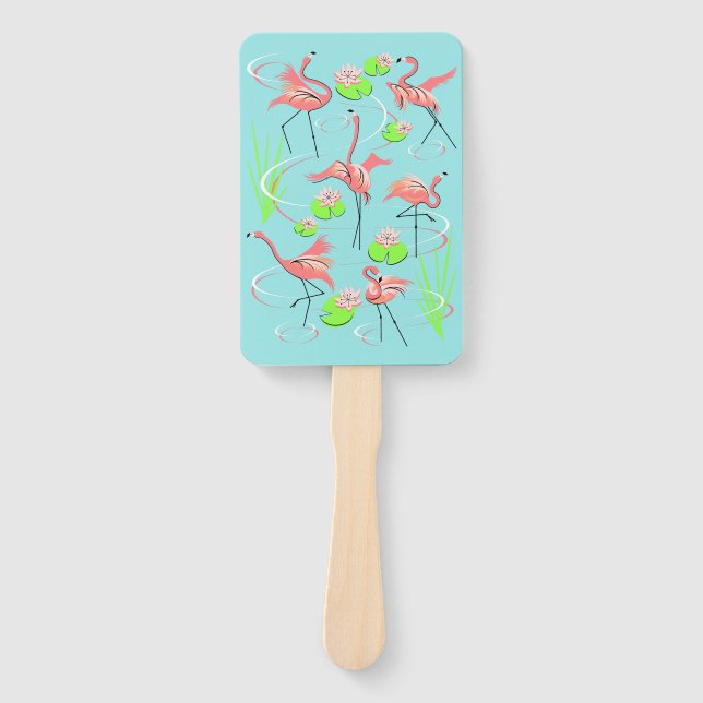 Flamingo Fandango Hand Fächerrechteck Fächer (Vorderseite)