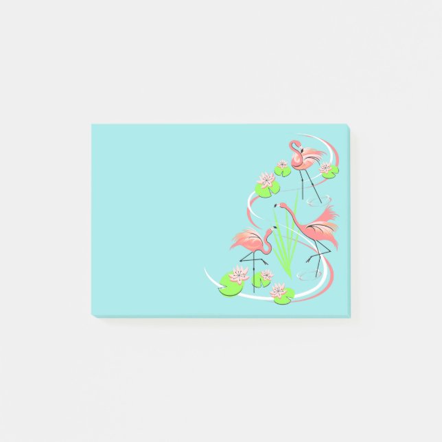 Flamingo Fandango Trio Post-it Note horizontal Klebezettel (Vorderseite)