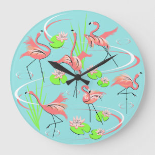 Flamingo Fandango Uhr rund