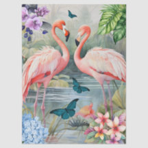 Flamingo Fantasy Florals & Butterfliegen