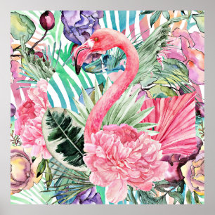 Flamingo farbige Aquarellfarbe Poster