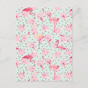 Flamingo Feathers on Polka Dots 2 Postkarte