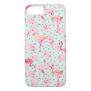 Flamingo-Federn auf Tupfen iPhone 8/7 Hülle