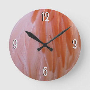 Flamingo Federn in Rosa-Tönen Runde Wanduhr