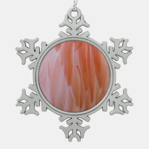 Flamingo Federn in Rosa-Tönen Schneeflocken Zinn-Ornament