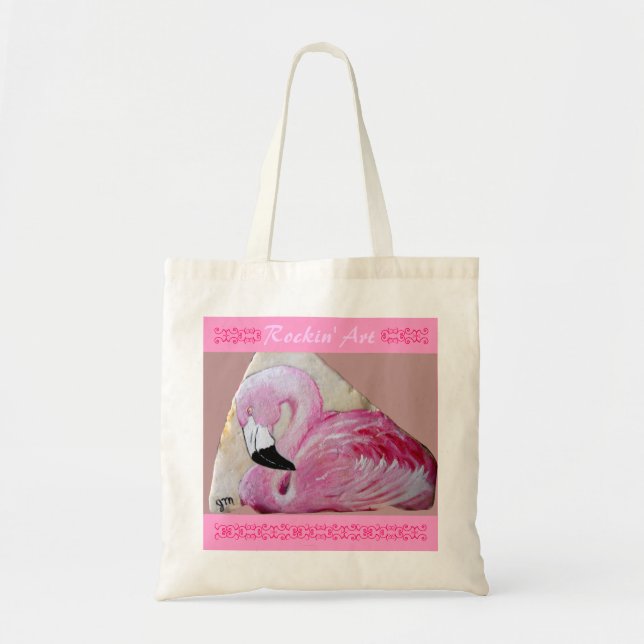 Flamingo-Felsen-Kunst Tragetasche (Vorne)