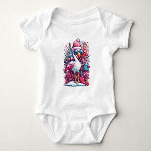 Flamingo Festivals Weihnachtsmannmütze und Brillen Baby Strampler