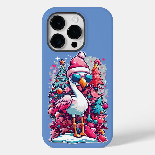Flamingo Festivals Weihnachtsmannmütze und Brillen Case-Mate iPhone Hülle (Rückseite)