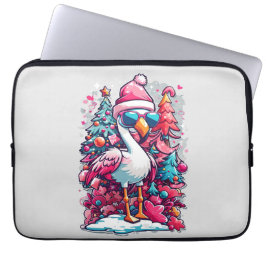 Flamingo Festivals Weihnachtsmannmütze und Brillen Laptopschutzhülle