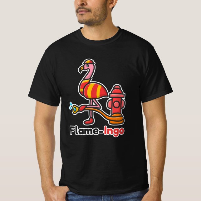 Flamingo - Feuerwehr bei frischen Tieren T-Shirt (Vorderseite)