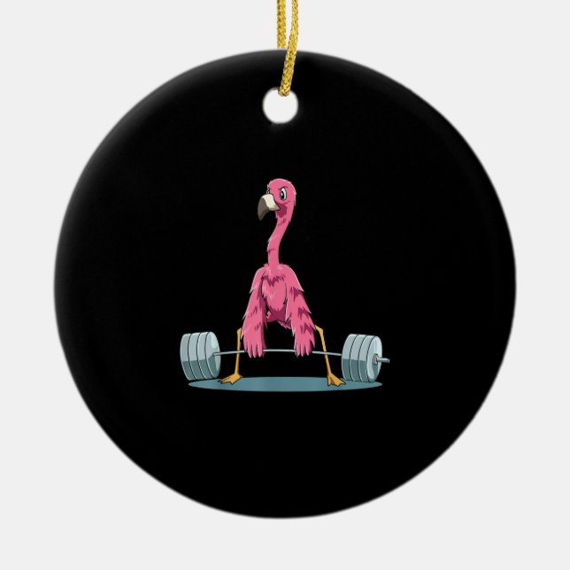 Flamingo-Feuerwerk Keramik Ornament (Vorne)
